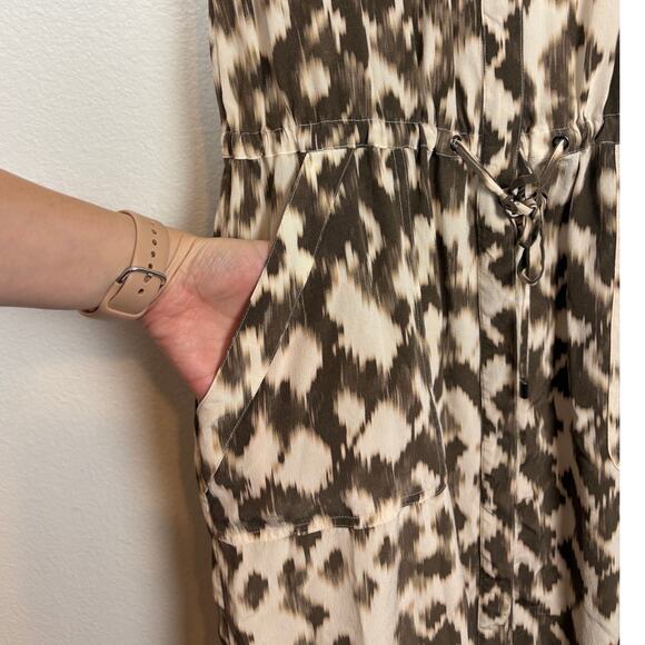 Vince Sahara Silk Ikat Printed Tie Waist Collared Button Down Midi Dress XS - Picture 3 of 6